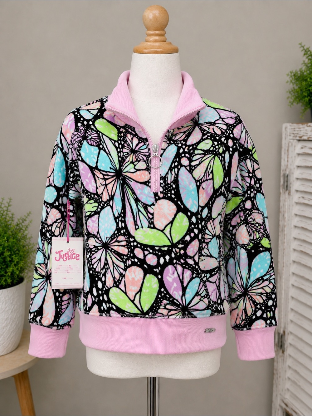 Justice Girls Collection X Long Sleeve Half Zip Pullover, Multicolor Size XS(5/6